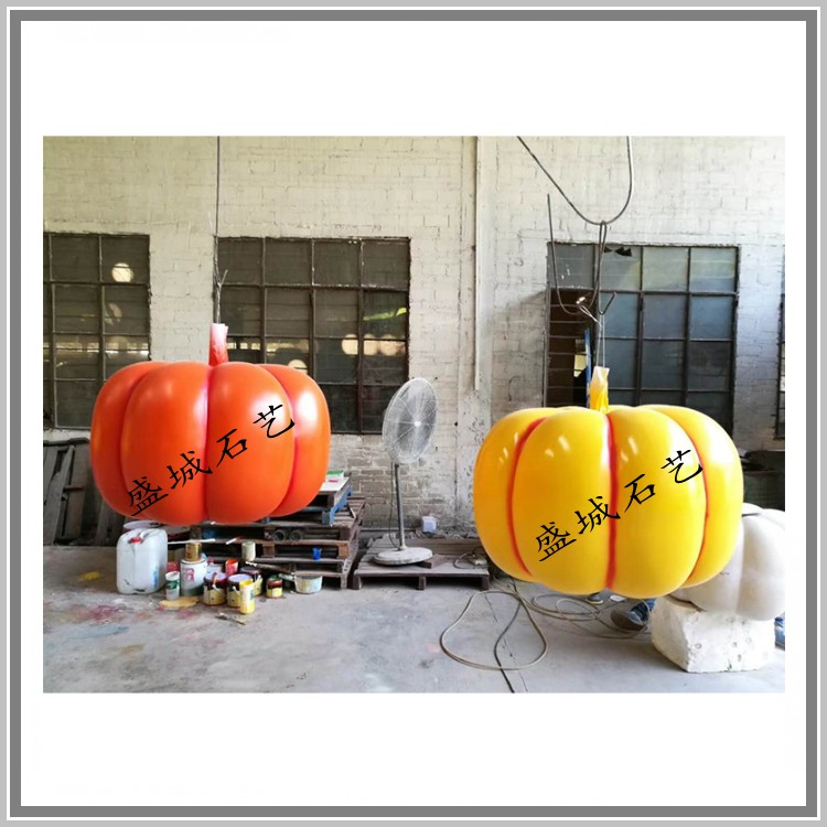 砂岩南瓜雕塑玻璃钢彩绘沙岩浮雕艺术背景墙壁画景观花盆喷水池