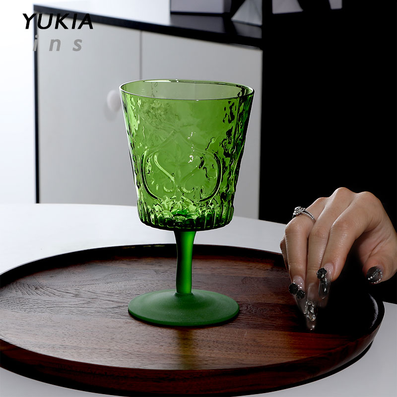 伦敦女王的古典祖母绿高脚杯子 中古杯红酒杯葡萄酒杯精酿啤酒杯