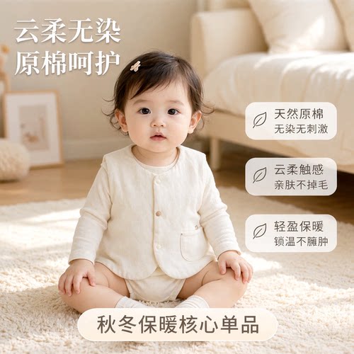婴儿原棉马甲秋冬保暖背心