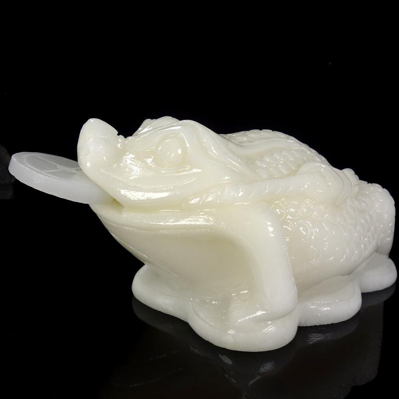 天然玉石阿富汗白玉金蟾招財摆件玉蟾蜍前台装饰新店送礼店铺摆件