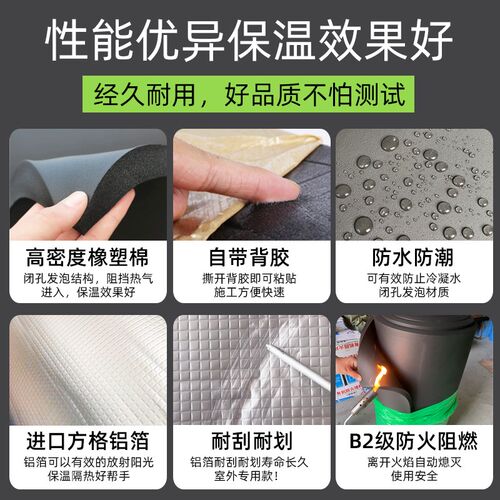 保温棉自粘橡塑棉中央空调管道高密度保温棉阻燃室内隔音棉隔热棉