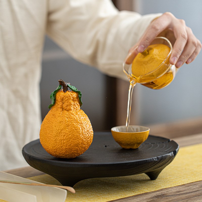 变色茶宠摆件橘子可养大吉大利招财金蟾浇水茶玩茶道配件桌面装饰