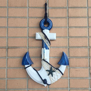 地中海船锚复古实木定海锚酒吧橱窗挂件墙壁工艺品摆件家居装饰品