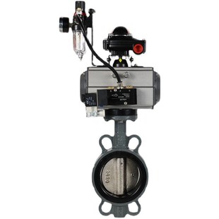 气动对夹蝶阀D671X DN150 16C铸钢污水快开中线AT气体碟阀DN100