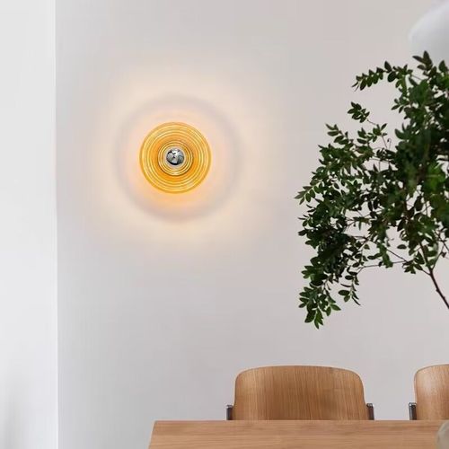 波纹简约壁灯中古风玻璃设计师调性背景墙过道玄关走廊装饰吸顶灯