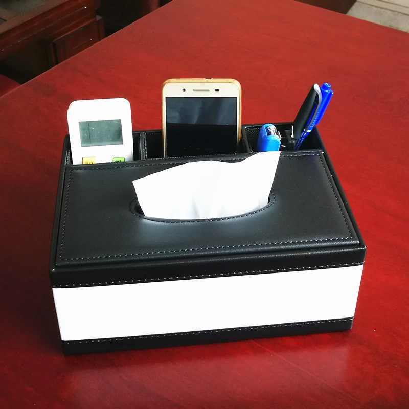 多用途皮革纸巾盒桌面收纳  欧式家用皮质抽纸盒客厅遥控器收纳盒