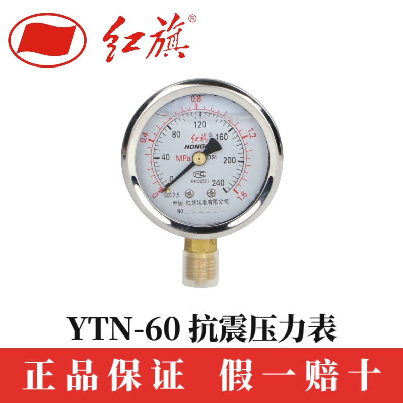 红旗仪表YTN60  1MPa 耐震抗震压力表充油油压水压气压表优质人气