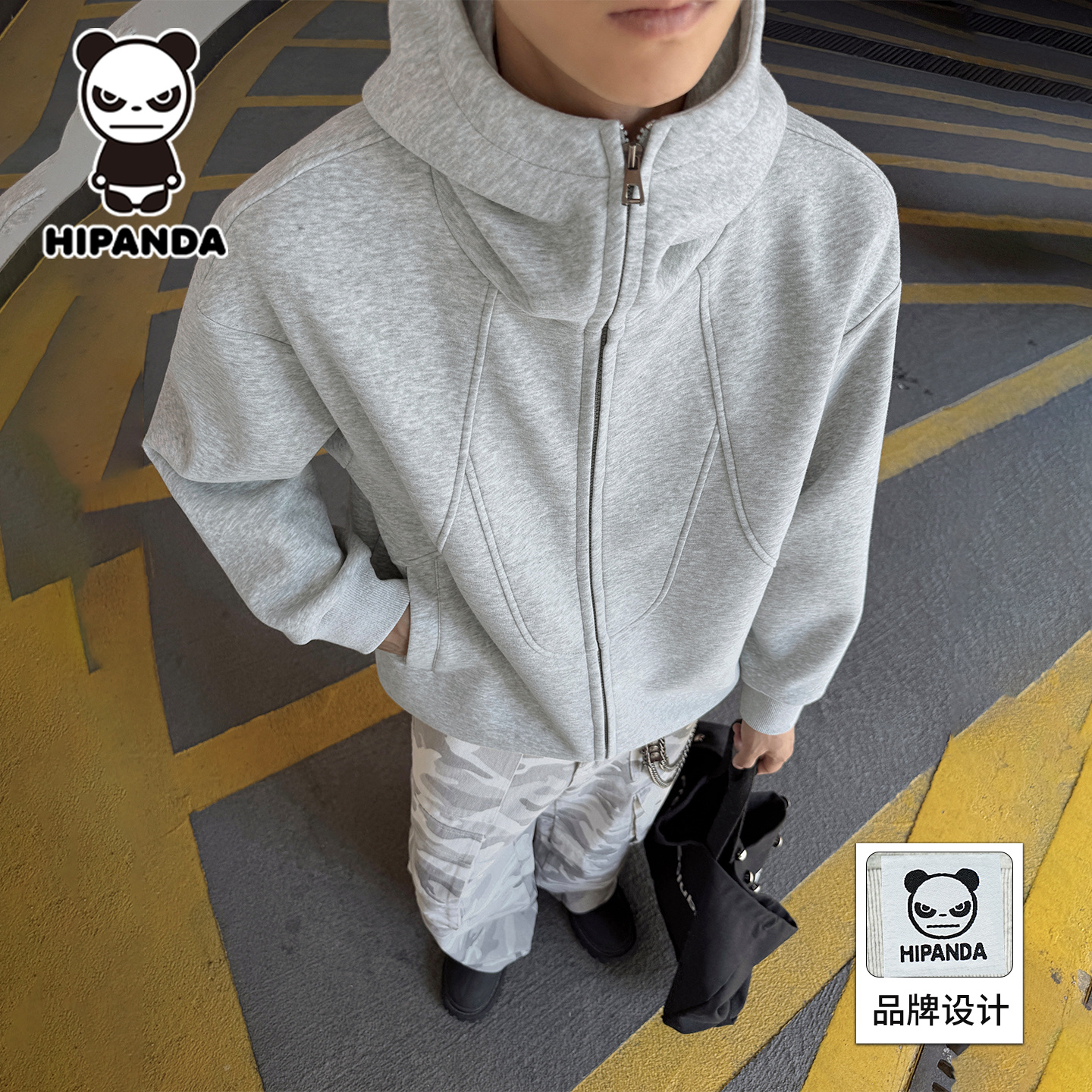 美式重磅连帽卫衣男款2025秋冬新