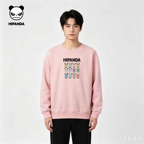 HIPANDA黑色圆领卫衣男款