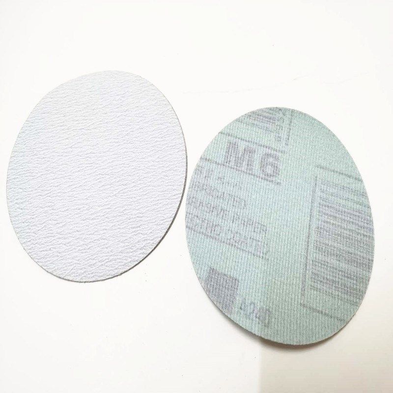 厂家直销 M6圆盘砂纸5寸白色拉绒片植绒砂纸白色气动打磨机抛光片