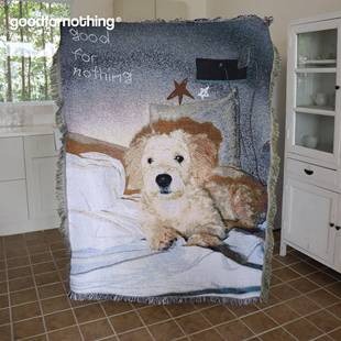 goodfornothing一无是处原创小狗中古风艺术挂毯盖毯针织沙发毯