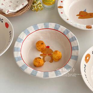 好看的盘子可爱家用陶瓷草帽盘子高级感甜品盘水果盘高颜值早餐盘