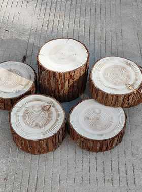 小木桩盲盒底座摆件杉树摄影道具园艺壁炉装饰实木木桩树桩树干