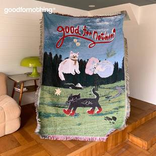 goodfornothing一无是处小猫艺术挂毯沙发毯针织盖毯野餐垫氛围毯