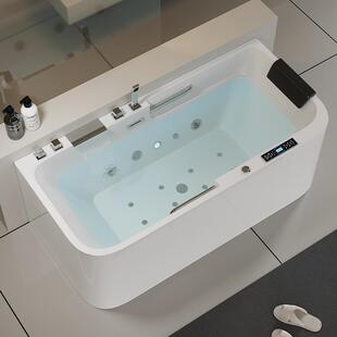 亚克力双扶手无缝一体浴缸家用酒店名宿智能独立式恒温冲浪浴盆