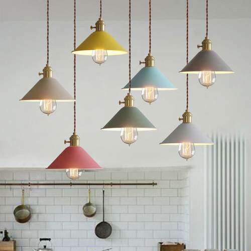 北欧简约创意客厅吊灯 个性餐厅卧室书房灯具简欧铁艺马卡龙吊灯