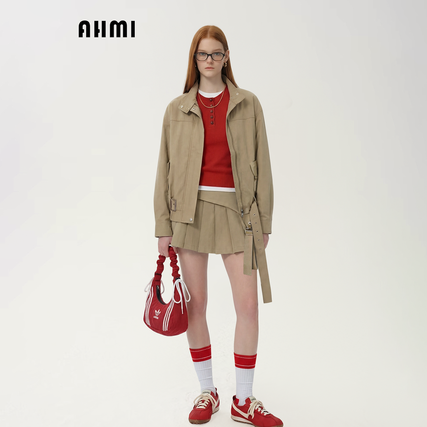 AHMI"户外通勤"卡其色工装夹克外套百褶半裙两件套女早春时尚套装,女装/女士精品,时尚套装,淘宝优惠券,粉丝福利购,淘宝优惠卷