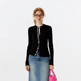 AHMI“打破桎梏”高质感修身羊毛打底衫上衣女秋静奢极简针织开衫