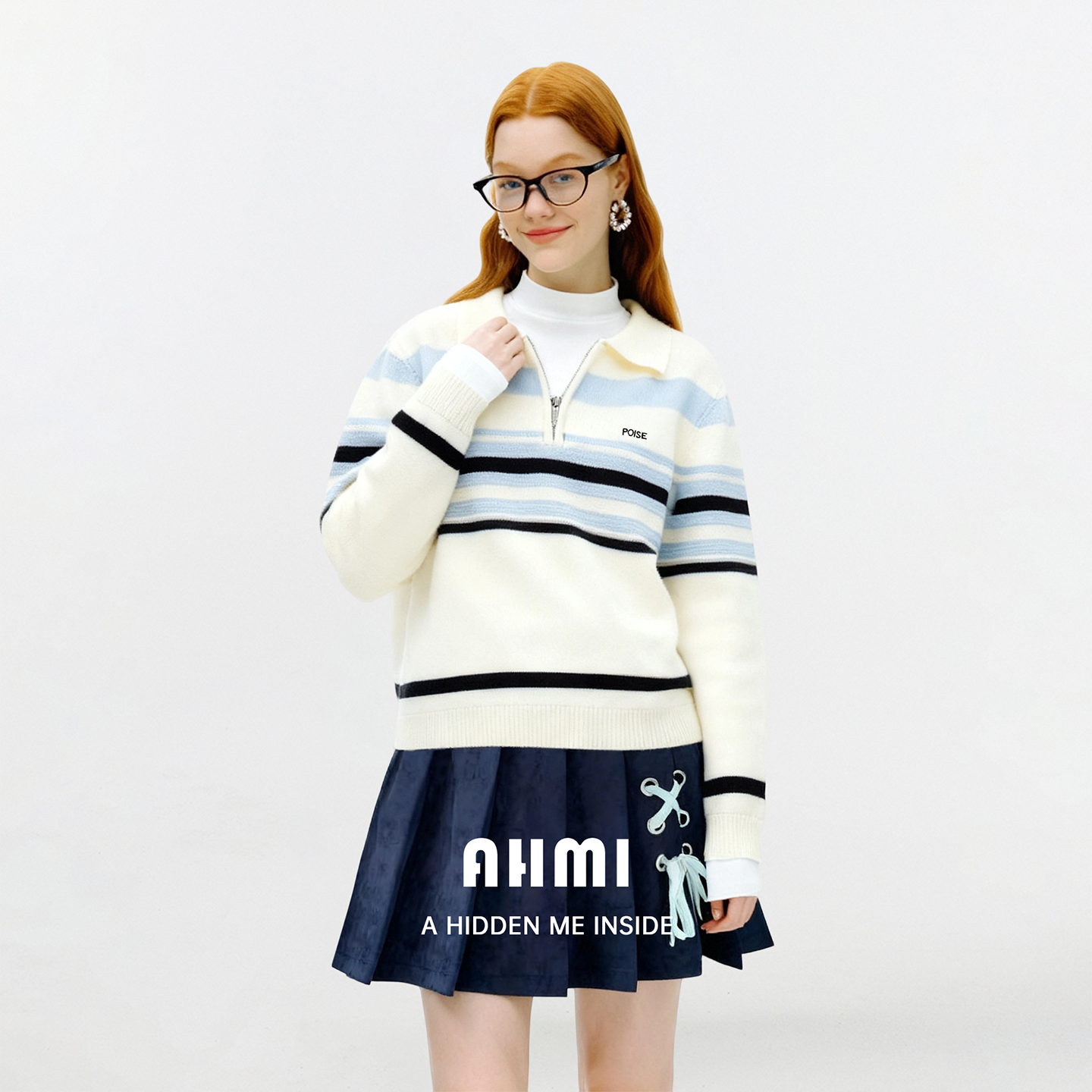 AHMI“冬日印象”撞色条纹针织毛衣半裙女秋冬新款学院风减龄套装,女装/女士精品,时尚套装,淘宝优惠券,粉丝福利购,淘宝优惠卷