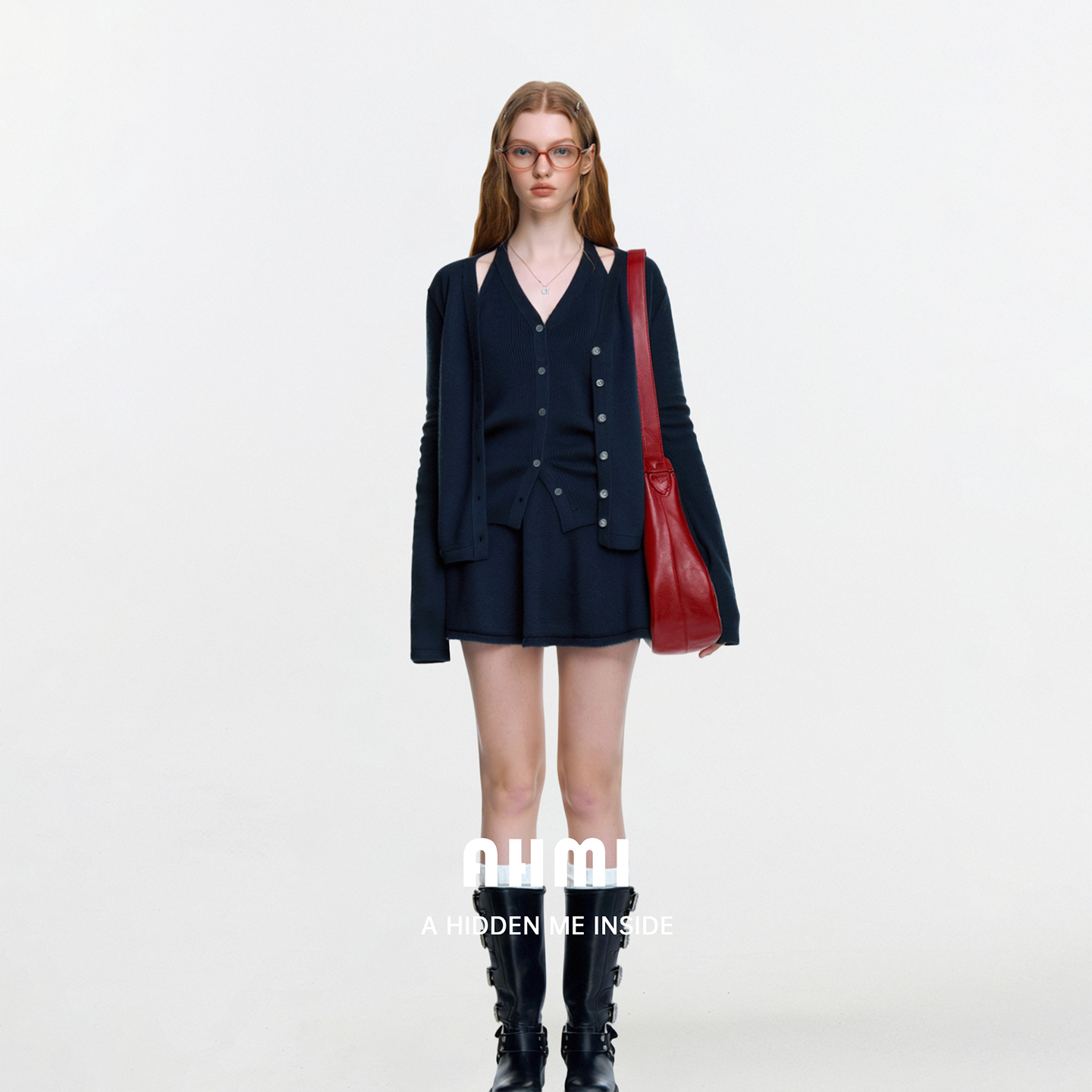 AHMI"迪木尔风"静奢高质感羊毛针织套装女春秋新款开衫半裙三件套,女装/女士精品,时尚套装,淘宝优惠券,粉丝福利购,淘宝优惠卷