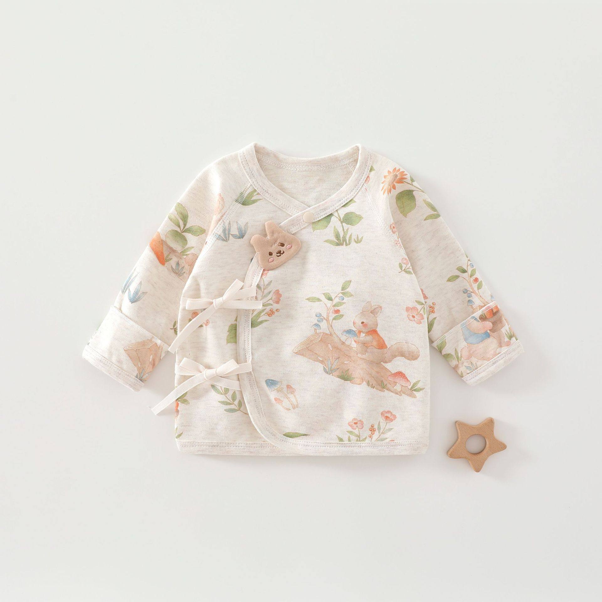 婴儿半背衣秋冬季初生宝宝衣服打底新生儿半背衣无骨彩棉宝宝上衣