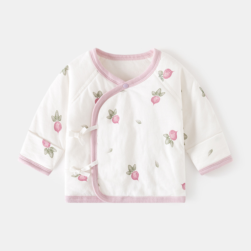 新生儿婴儿保暖半背衣秋冬款婴儿夹棉衣服和尚服宝宝薄棉上衣52码