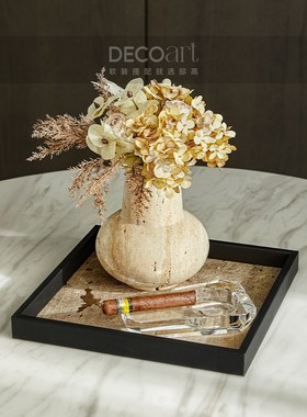 邸高家居 商业空间样板间会议室桌面摆件 洽谈桌托盘插花花瓶搭配