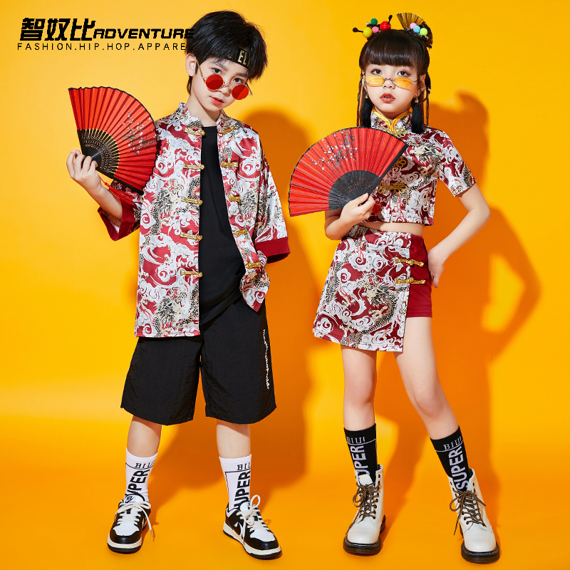 六一儿童节演出服男童中国风表演服装唐装汉服女童啦啦队国潮班服