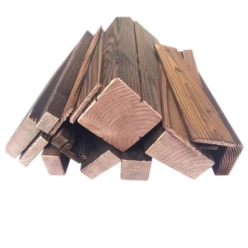 防腐木庭院露台地板碳化木条木龙骨吊顶桑拿板栅栏立柱户外樟子松