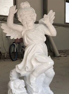 石膏定制招财小孩儿雕像定做西方小天使人物玻璃钢雕塑订童趣摆件