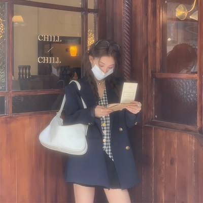 are U shop气质金扣西装套装女秋季设计感西服上衣短裤时尚两件套