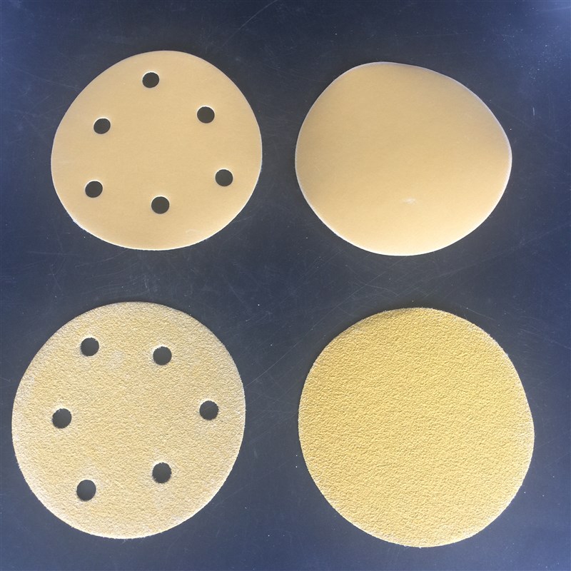 5寸6孔圆形植绒干磨砂纸 125mm拉绒打磨砂纸 汽车工业家具打磨片