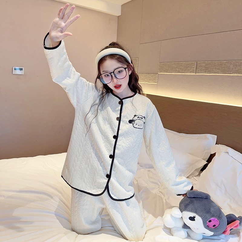 女童睡衣秋冬款2024新款儿童秋季加厚家居服大童女孩深秋夹棉套装