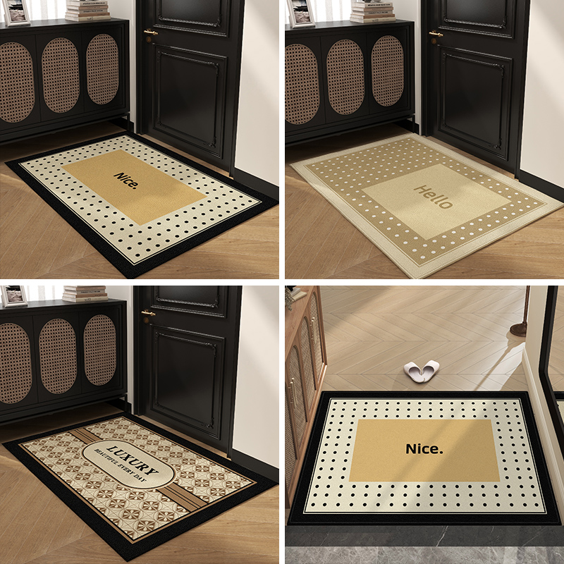 入户地垫家用格子地毯复古进门防滑脚垫玄关门厅垫子入门门口门垫