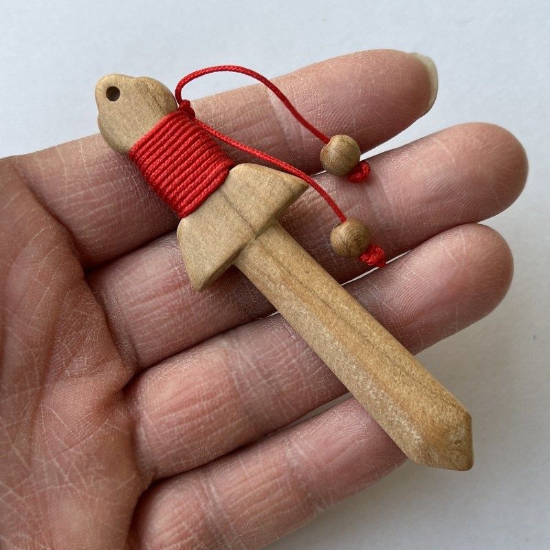 纯手工真桃木剑8厘米小短剑宝宝儿童挂件随身原木无漆桃木钥匙扣