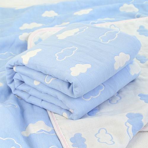 纯棉纱布粉色婴儿毛巾被子云朵初生宝宝包巾浴巾新生儿童抱被盖毯