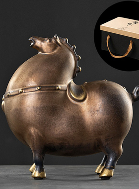 客厅招财唐马摆件创意新中式生肖动物马办公室玄关桌面装饰工艺品