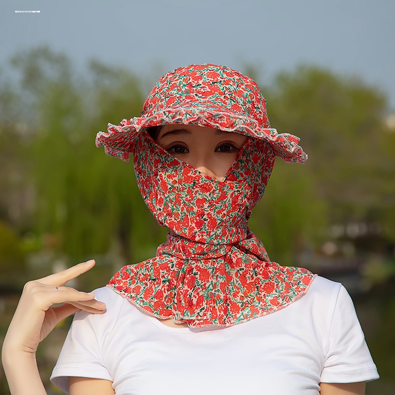 春夏防晒帽子防风防尘护脸护颈男女骑车遮阳帽户外工作田间采茶帽
