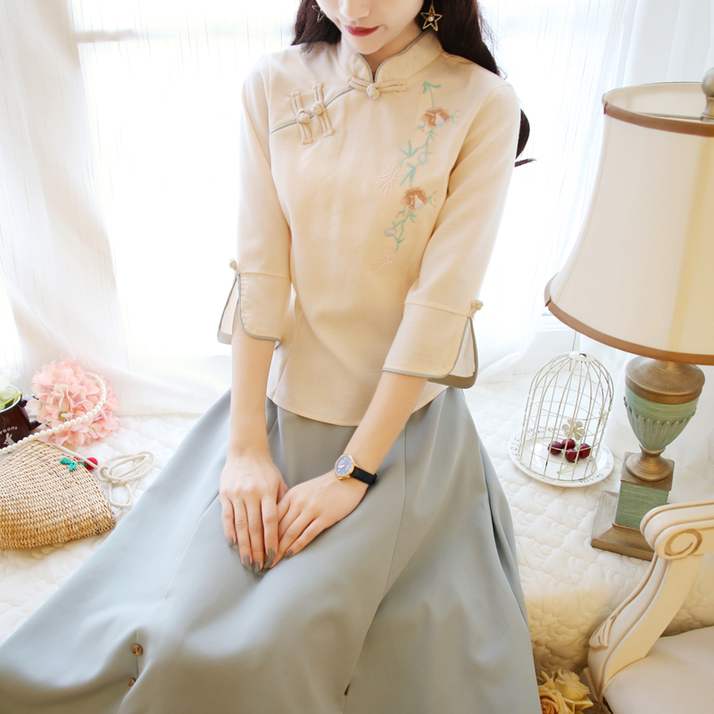 夏款民国风复古女装中国风唐装改良汉服男女学生毕业班服民族服装