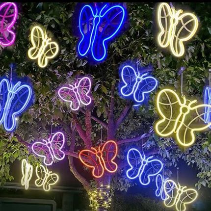 户外led发光造型灯星月五角星节日户外防水挂树灯景区街道亮化灯