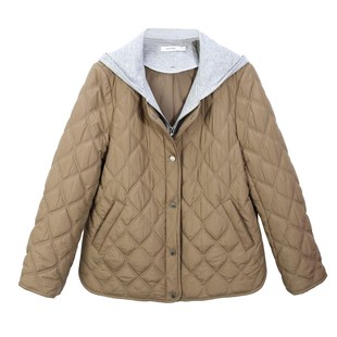 百搭外套胖mm冬装 女装 纤莉秀大码 新款 葫芦裥保暖锁温连帽棉服