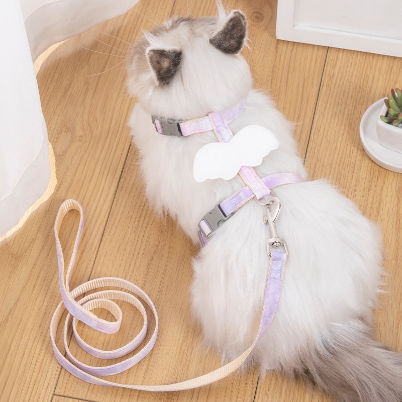 外出专用防走丢猫咪牵引绳遛猫绳可调节小翅膀幼猫胸背带遛狗绳子