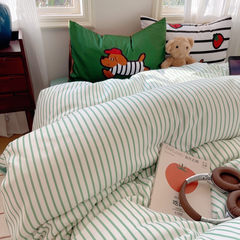 水洗棉磨毛四件套家用卧室被套单件床单床笠款床上用品宿舍单人