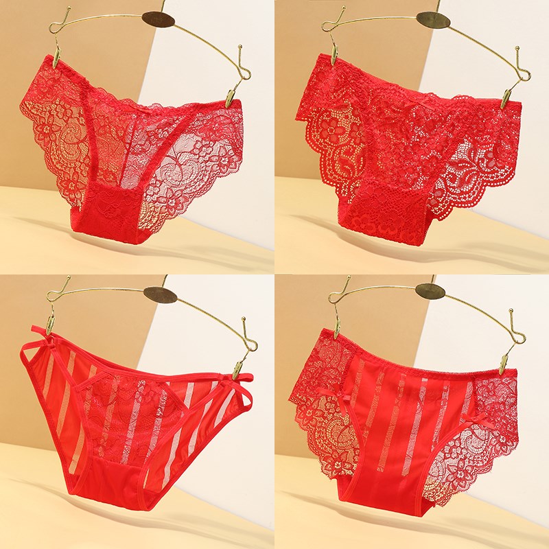 礼盒装本命年红内裤女蕾丝红色2024新款龙年大红内裤女士性感薄款