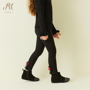 Petite Marguerite小雏菊童装·纯色少女风修身黑色蝴蝶结打底裤