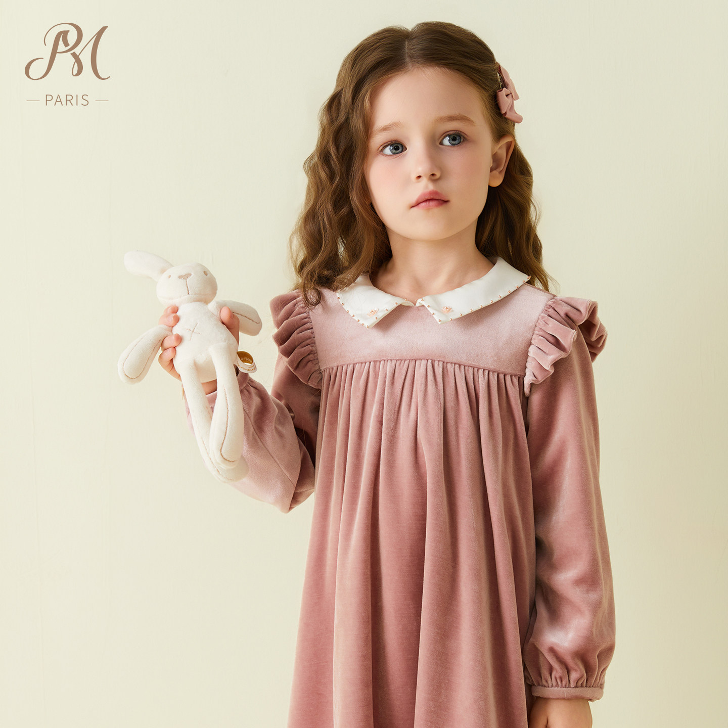 Petite Marguerite小雏菊童装·秋冬翻领公主粉色丝