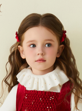 Petite Marguerite小雏菊童装·韩系甜美高级感红色植绒爱心发夹