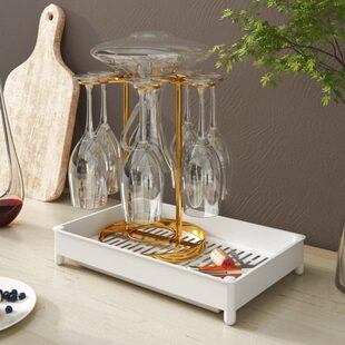 红酒杯架倒挂家用高级轻奢桌面醒酒器支架高脚杯架托盘一体收纳架