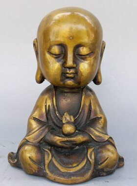 实体店直销热卖纯铜小和尚金属工艺品人物雕像摆件