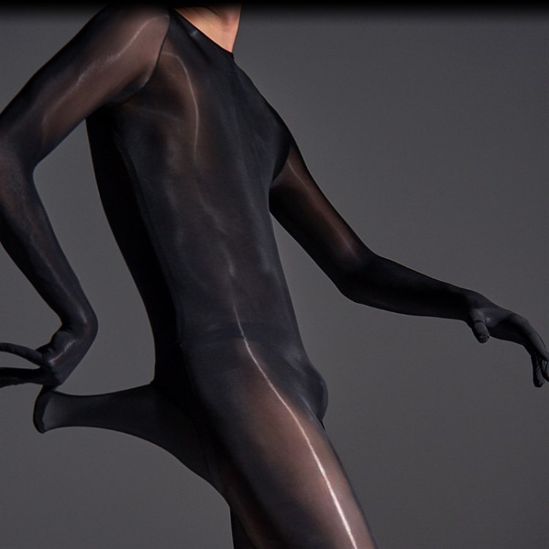 带五指手套912针油光连身袜大码包头全身丝袜男超薄油亮连体袜女